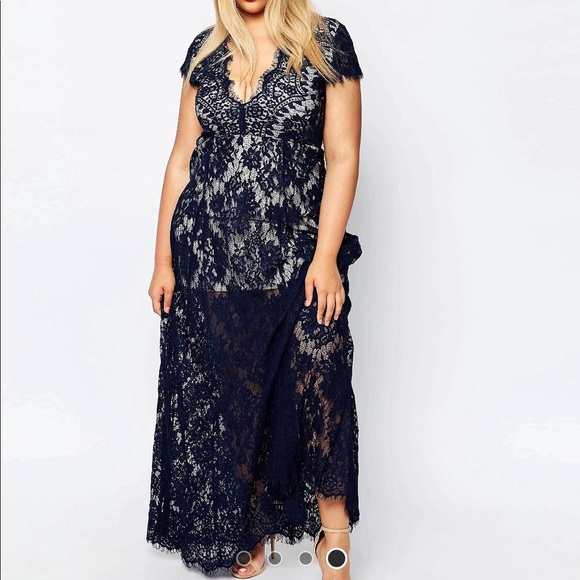 ASOS Curve Dresses & Skirts - Navy lace maxi formal dress